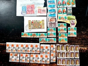 India 1990s Lot of High Value Stamps in Pairs and on Cover Frags + SS + Fiscals - Picture 1 of 1