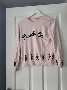 Ted Baker Size 2 Pale Pink "March On" With Shimmer Solider Jumper - Picture 1 of 1