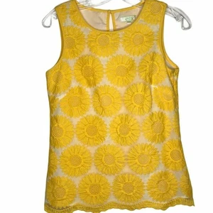 Jade Melody Tam Top Womens XS Yellow Sunflower Embroidered Sleeveless Blouse - Picture 1 of 7