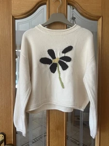 Weicher Kaschmirmischung Strickpullover Brust 126 cm Len 51 cm - weiß/bunt - M/L - Bild 1 von 13