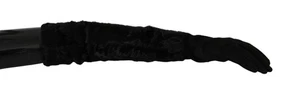 Dolce&Gabbana Women Black Gloves Leather Fur Dressy Thermal Elbow Length Mittens - Picture 1 of 4