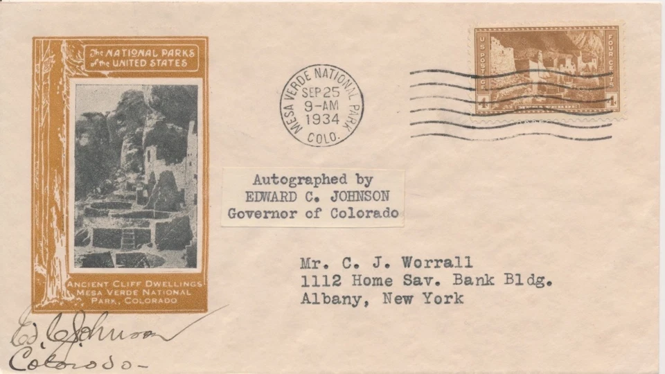 #743 4c Mesa Verde National Park Ioor cachet FDC Signed by Governor of Colorado - Image 1 of 1