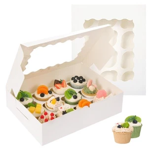 20pcs Cupcake Boxes, Cupcake Boxes 12 Count, 13x10x3.5 Inch White Containers ... - Picture 1 of 6