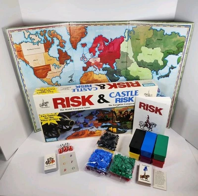 Vintage Risk & Castle Risk 100% Complete 2-in-1 Board Game 1990 Parker Brothers - Image 1 of 4