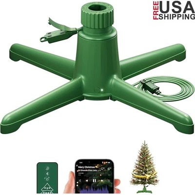 Christmas Tree Stand W/ Music 360° Rotation Anti-Tilt Design Remote Control New - Image 1 of 4