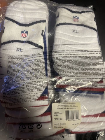 NEW Buffalo Bills Game Issued Socks XL Pack Of Six Pairs Football NFL Sealed Cover
