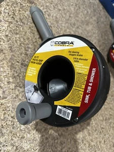 COBRA TOOLS 85200 1/4" X 20’' Plastic Drum Auger Clogged Sinks/Tub Drains Snake - Picture 1 of 3