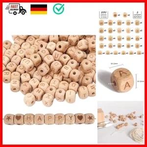 100 Stück Holzbuchstaben Perlen Buchstaben Holzperlen 12mm Holzperlen zum Auf... - Bild 1 von 8