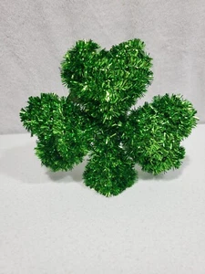 St. Patrick's Day Tinsel Shamrock Table Decoration 4.5x4.5 Inch New - Picture 1 of 4