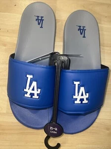 Men’s New MLB Los Angeles Dodgers Blue Gray Slides Foco Sandals Size 11/12 Large - Picture 1 of 6