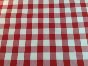 Tapicería de cojín artesanal ciega de tela a cuadros de yate cortina de algodón rojo - Imagen 1 de 4