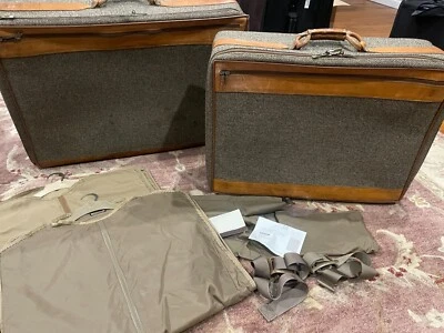 Vintage Hartmann Tweed Luggage Suitcase Belting with Wheels Garment Cover Bags - Image 1 of 4