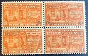 Scott#: E13 - Special Delivery 15¢ 1925 Motorcycle Block of Four MNHOG - Lot 2 - Picture 1 of 2