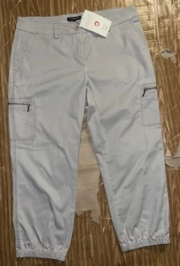 Eileen Fisher Cotton Blend Gray Cargo Capri Crop Lightweight Pants PS Waist 31 - Picture 1 of 10