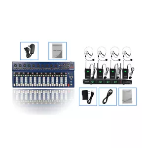 14CH Audio Mixer Pro Recording Stage Mixing Console 4CH Stage Headset Microphone - Picture 1 of 12