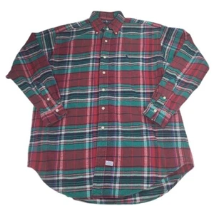 Polo Ralph Lauren Flannel Plaid Shirt Men's Medium Red Long Sleeve Button Down - Picture 1 of 11
