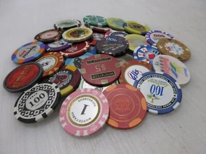32 Casino Gaming Poker Chip Lot Las Vegas $1 New & Used Chipco Paulson Clay room - Picture 1 of 12