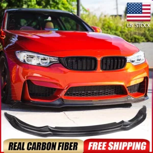 REAL Carbon Fiber Front Bumper Lip Splitter For 2015-2019 BMW F80 M3 F82 F83 M4 - Picture 1 of 13