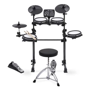 LyxJam 7-Piece Pro Electronic Drum Set, Mesh Fabric Electric Drum Set W/Throne - Picture 1 of 8