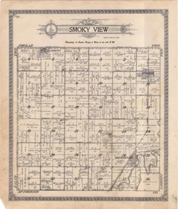 1920 ANTIQUE OGLE PLAT ATLAS OF SALINE COUNTY, KANSAS-MAP OF SMOKY VIEW TWP. - Picture 1 of 1