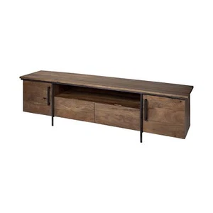 18 Brown Solid Wood Console Table With Shelves - Picture 1 of 1