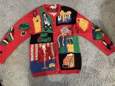 The Eagles Eye Vintage Christmas Cardigan Rare Size XL - Image 1 of 4
