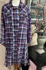 Aratta My Choice Trench Coat Long Sleeve Plaid Size L - Picture 1 of 11