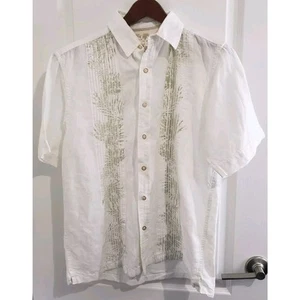 Tasso Elba Island Herren Hemd Gr. Small Hawaii Blatt Kurzarm Leinenmischung - Bild 1 von 8
