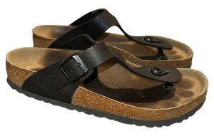 Birkenstock Gizeh Birko Thong Sandals Flor Black US Women's 8 EU 39 - Picture 1 of 9