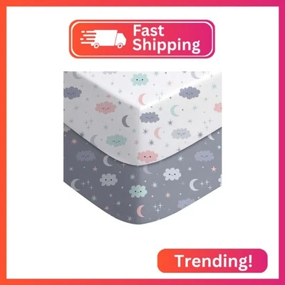 Yoofoss男孩女孩婴儿床床单,床笠2件装标准C — 第 1/2 张图片