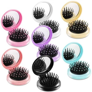 10 Pcs Folding Pocket Hair Brush with Mirror and Round Mini Comb for Travel (... - Picture 1 of 7