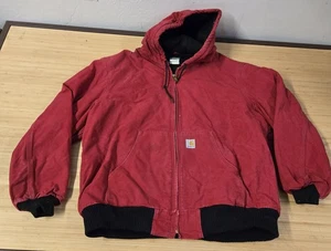 Chaqueta Carhartt Para Hombre XL Roja Con Capucha Cremallera Completa Ropa de Trabajo J140 Abrigo Forrado Acolchado - Imagen 1 de 9
