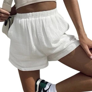 Princess Polly White Linen Look Gauze Pull On Shorts High Rise S Lined - Picture 1 of 7