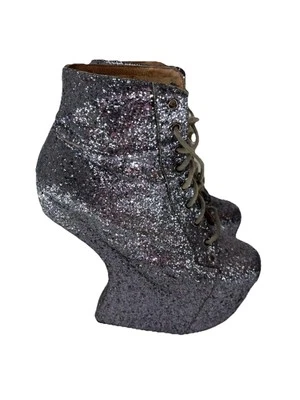 Jeffrey Campbell Platform Boots  Glitter High Heel-Less Sz 10 Glamcore Clubcore - Image 1 of 4