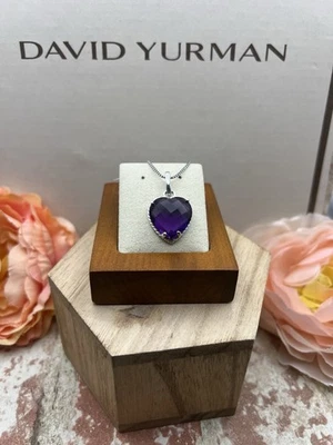 DAVID YURMAN Plata Esterlina Amatista Corazón Dije Colgante Con Cadena Foto 1 de 4