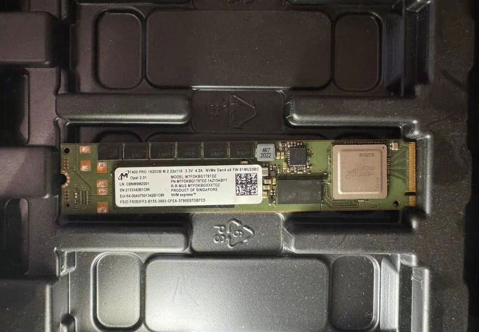 Micron 7400 PRO 1.92TB M.2 22110 SSD NVMe Gen4 x4 MTFDKBA1T9TDZ-1AZ1ZABYY - Image 1 of 1