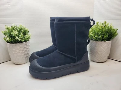 Botas de gamuza híbridas UGG clásicas de clima corto cuero negro 1143992⚫para hombre talla 10 Foto 1 de 4