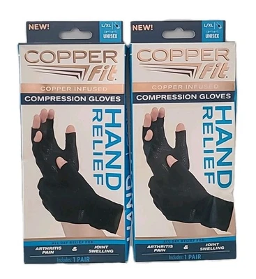 2 Pares Ajuste COBRE • Alivio Mano • GUANTES DE COMPRESIÓN Dolor Artritis - GRANDES/XL Foto 1 de 4