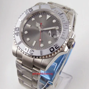 40mm BLIGER Grey Sunburst Dial Red Second Hand Date Sapphire Automatic Men Watch - Picture 1 of 5