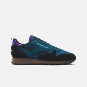Reebok Classic Leather Shoes Escape Blue / Black / Utility Brown M10.5 W12 - NIB - Picture 1 of 5