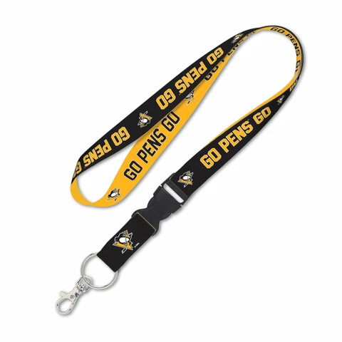 PITTSBURGH PENGUINS KEY CHAIN LANYARD DETACHABLE BUCKLE 1" WIDE 22" LONG Cover