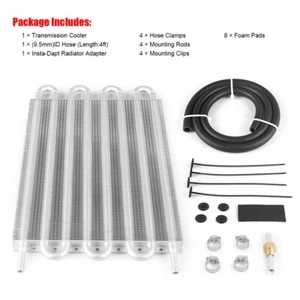 8 Row Aluminum Remote Transmission Oil Cooler Auto-Manual Radiator Converter Kit - Picture 1 of 6