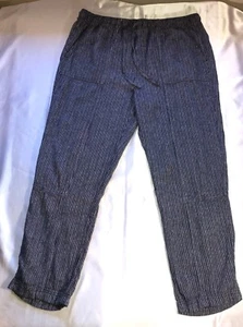 Time and Tru Linen Blend Pants Beach Blue White Stripe Drawstring Sz L (12-14) - Picture 1 of 14