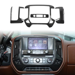 Carbon Fiber Center Console Dash Cover Trim For Chevy Silverado 2010-2017 Parts - Picture 1 of 8