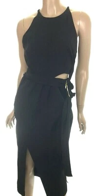Vestido Vaina Stylestalker 'Maia' Midi Negro Abertura Frontal Talla S Recortado en la Cintura Foto 1 de 4