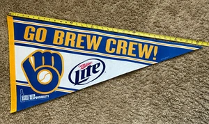 Banderín Milwaukee Brewers 2014 patrocinado por Miller Lite 37 pulgadas Go Brew Crew - Imagen 1 de 7