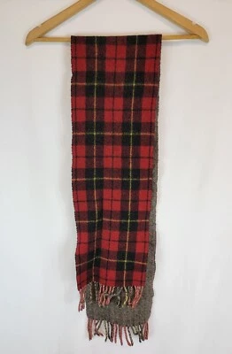 Polo Ralph Lauren Bufanda Cuadros Rojo Negro/Marrón Reversible Mezcla Lana 8.5"x56"  Foto 1 de 4