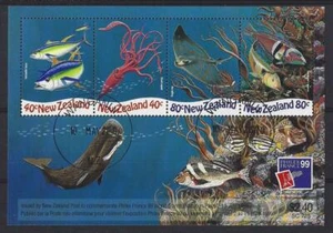 Nueva Zelanda 1999 Philexfrance '99 bajo el Agua Mundo Hoja Miniatura Fino Usado - Imagen 1 de 1