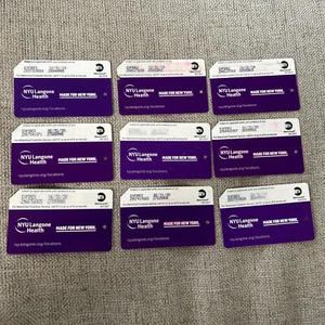 LOT 9 AUTHENTIC  2019-2020 NYU LANGONE PURPLE METRO CARDS - Picture 1 of 2
