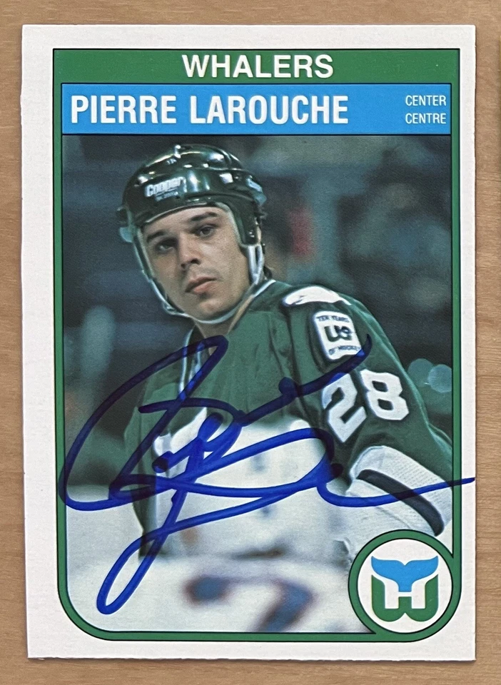 Pierre Larouche Signed 1982-83 O-Pee-Chee Hockey Card #125 Auto Hartford Whalers - Image 1 of 1